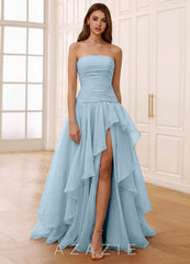 Ocavivien Shy Blue Tulle Prom Dress