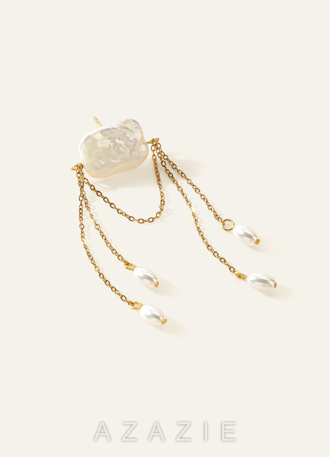Baroque Pearl Chandelier Earrings  gold