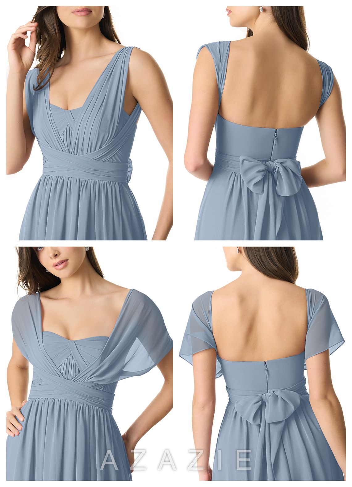 Azazie Olani Dusty Blue A-Line One Shoulder Chiffon Convertible Dress dusty_blue