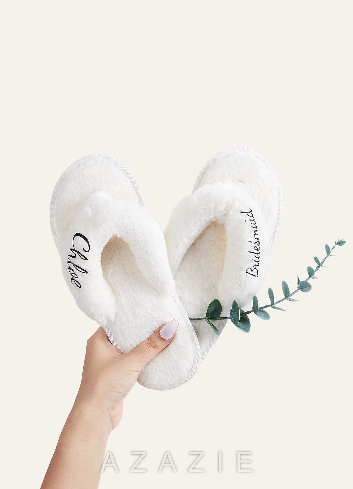 Personalized Bride Bridesmaid Fluffy Slippers