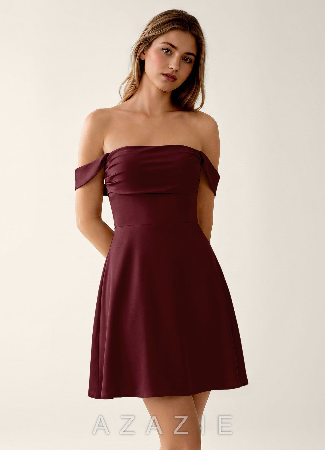 Sidonie Wine Satin Lace Up Back Mini Dress