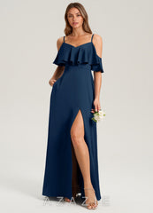 Azazie Jean Dark Navy A-Line Off the Shoulder Stretch Satin Dress dark_navy
