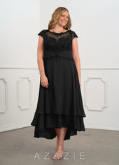 Azazie Shonda Black Lace Chiffon Dress black