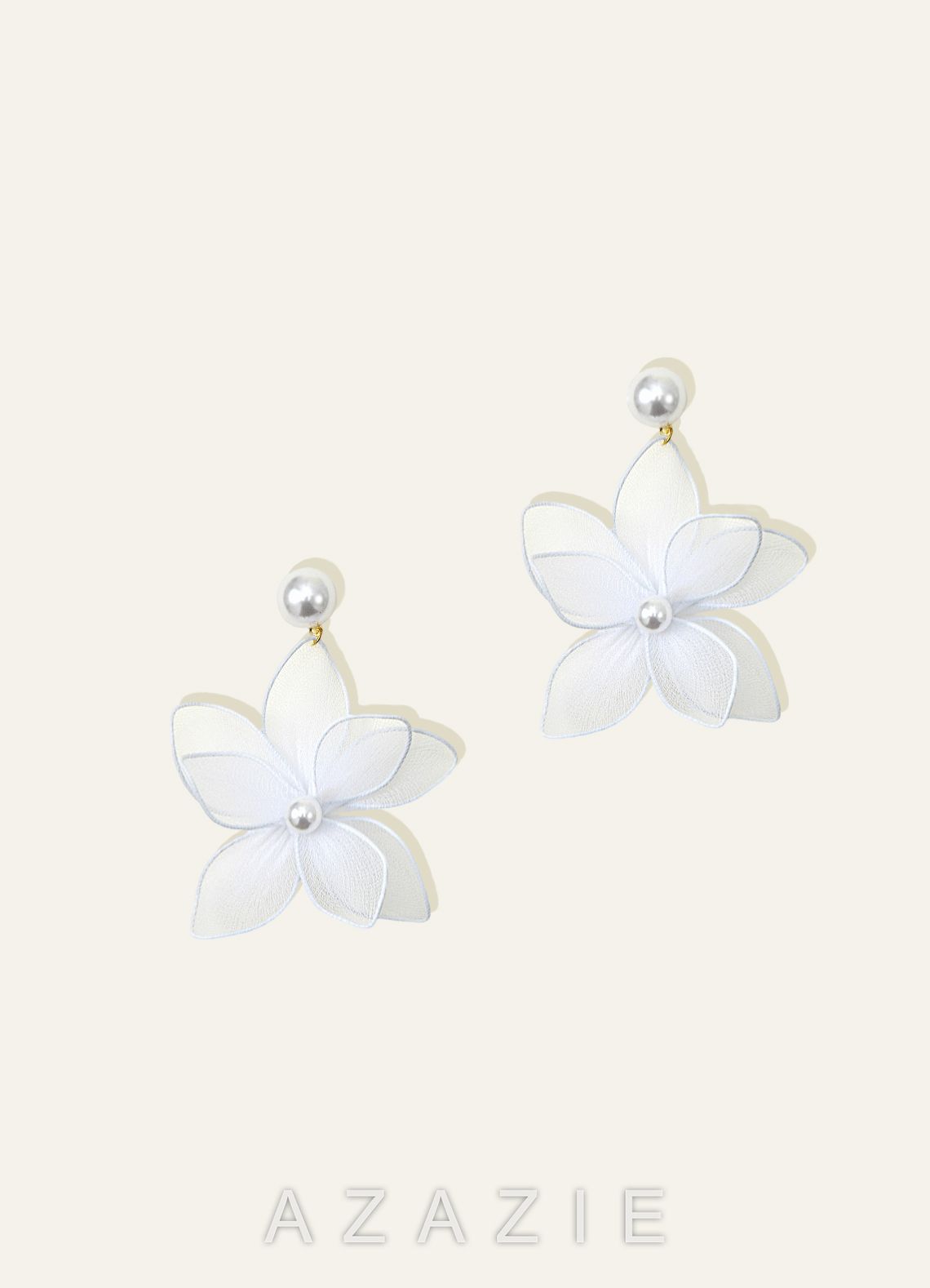 Mesh Floral Pearl Drop Earrings