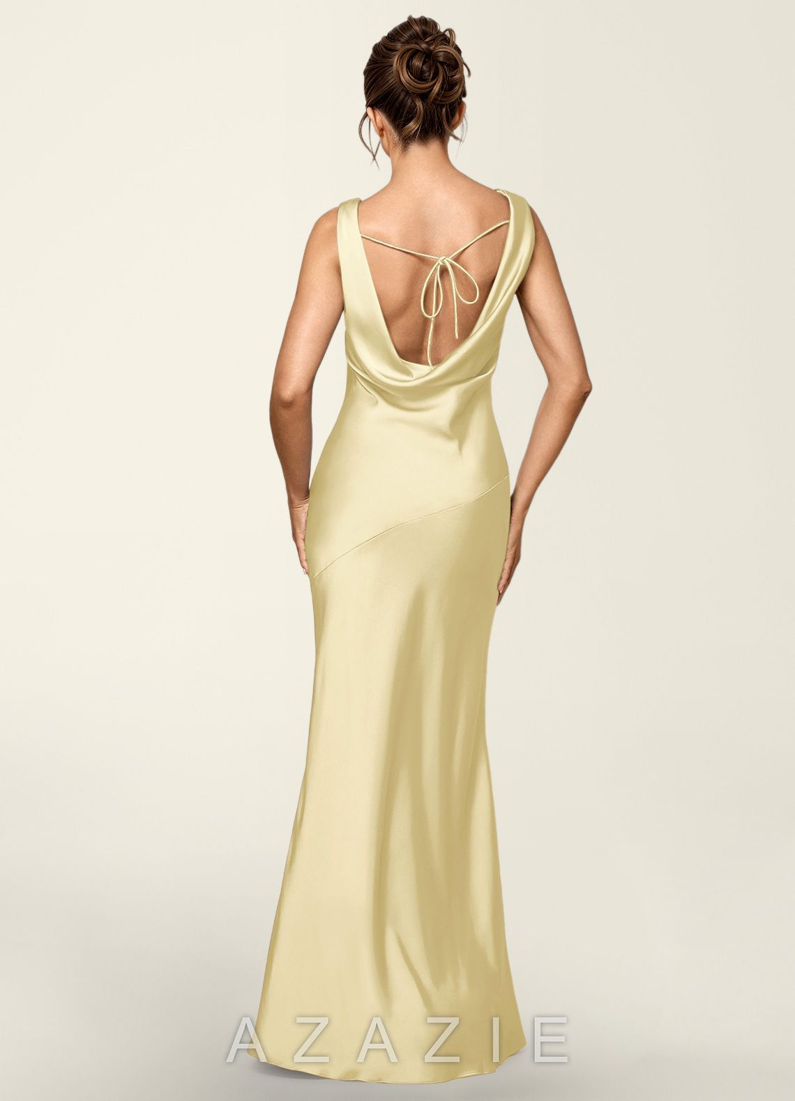 Noemie Butter Yellow Satin Corset Mermaid Dress