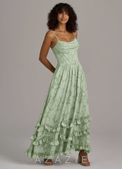 Azazie Lettie Dusty Sage A-Line Corset Floral Burnout Dress dusty_sage