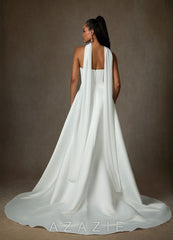 Azazie Adimaris Diamond White A-Line Satin Dress diamond_white