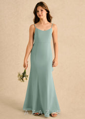 Azazie Kennie Girls Formal Agave Mermaid Pleated Chiffon Dress agave