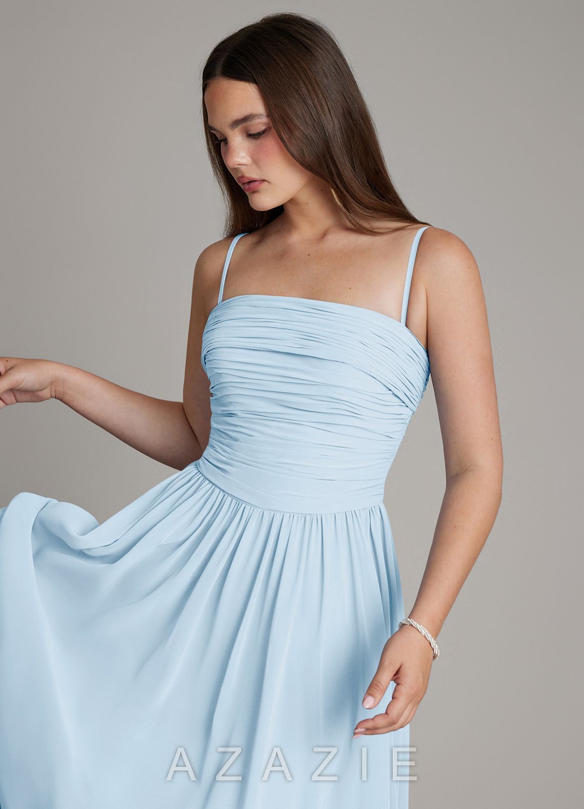 Azazie Andreina Sky Blue A-Line Pleated Chiffon Dress sky_blue