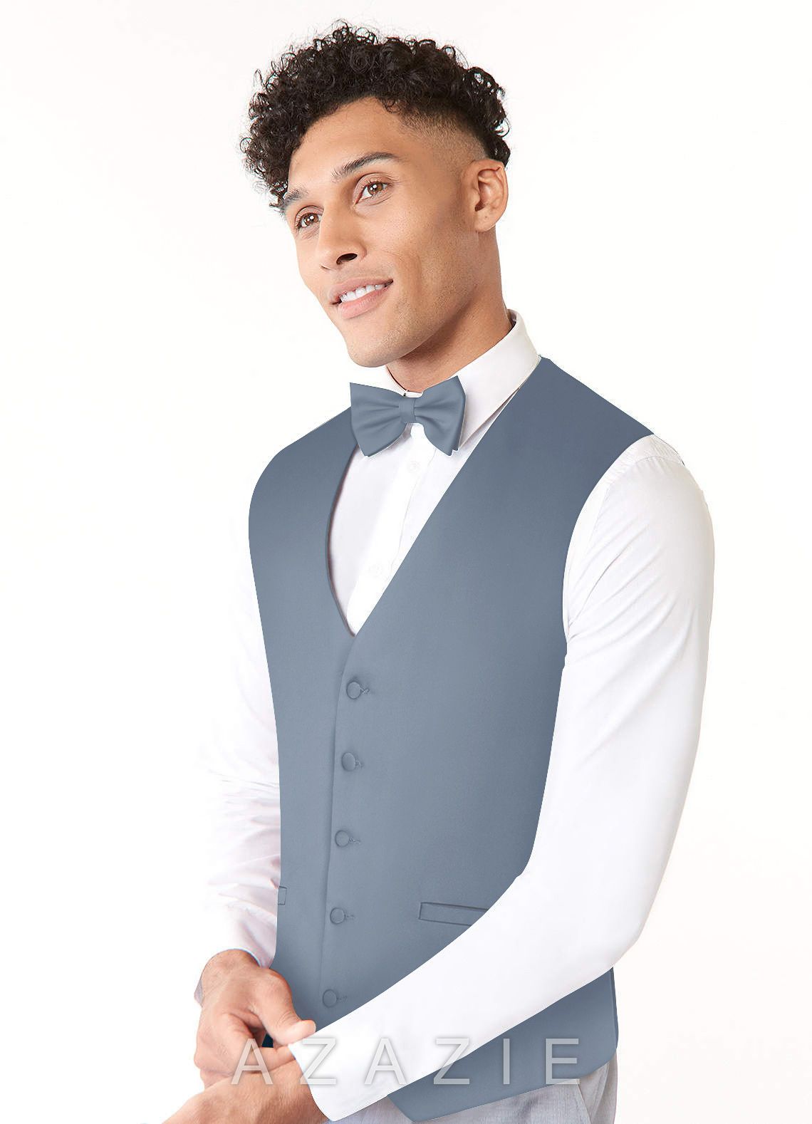 Stretch Satin Vest  dusty_blue