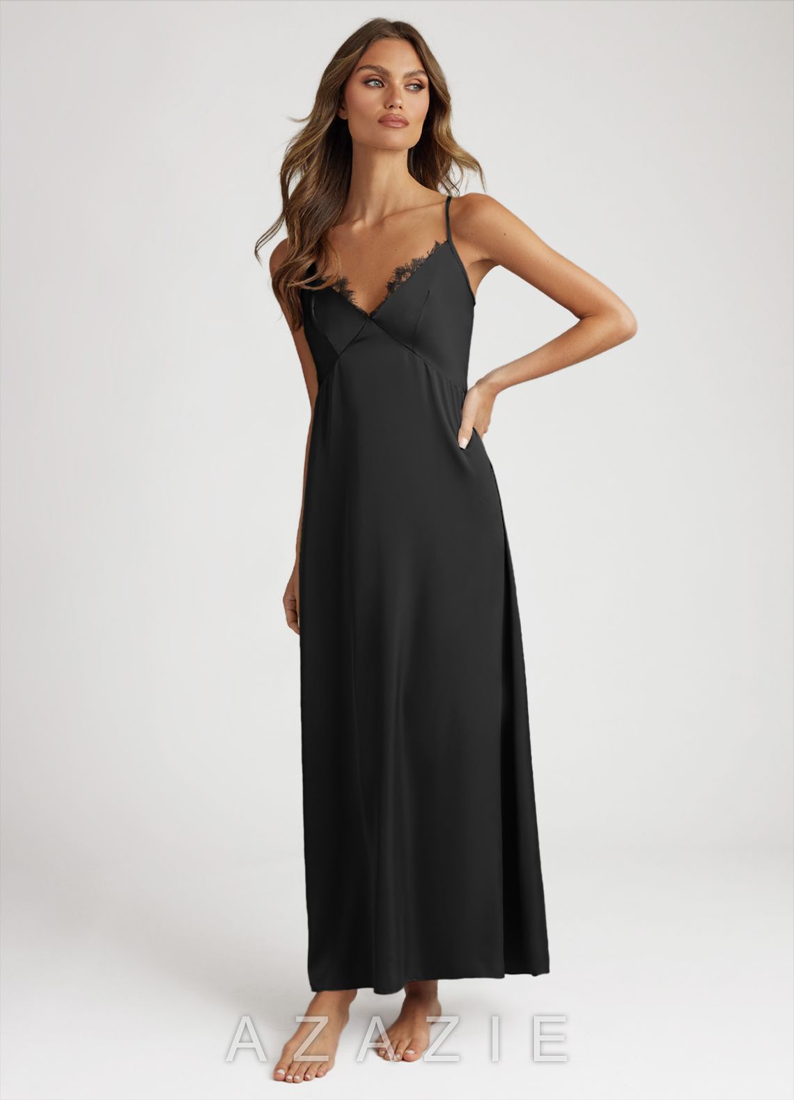 Satin and Lace Midi Slip Dress