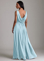 Azazie Novi Sky Blue A-Line with Pockets Stretch Satin Dress sky_blue