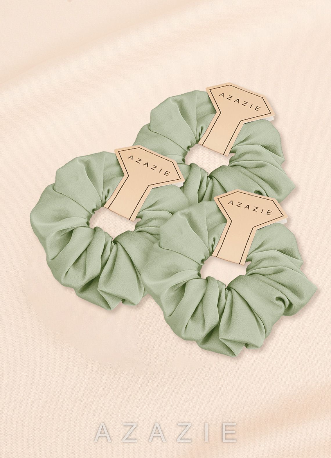 Matching Color Bridesmaid Stretch Satin Over Size Scrunchies 3Pack