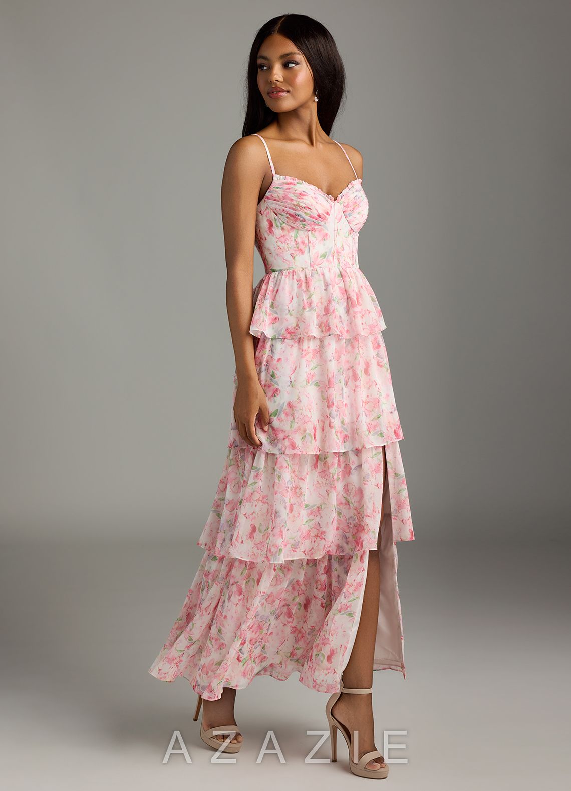 Azazie Kaiden Abstract Watercolor Floral A-Line Sweetheart Neckline Chiffon Dress abstract_watercolor_floral
