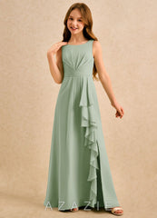 Azazie Chibi Girls Formal Dusty Sage A-Line Pleated Chiffon Dress dusty_sage