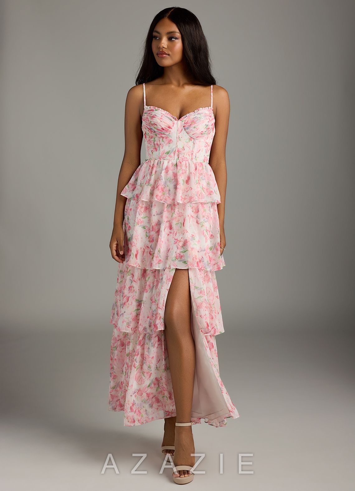 Azazie Kaiden Abstract Watercolor Floral A-Line Sweetheart Neckline Chiffon Dress abstract_watercolor_floral