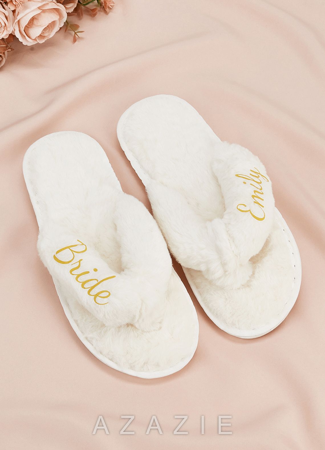 Personalized Bride Bridesmaid Fluffy Slippers