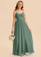 Azazie Zeya Junior Eucalyptus A-Line Chiffon Dress eucalyptus