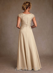 Azazie Christi Champagne A-Line Lace Chiffon Dress champagne