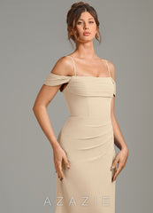 Azazie Jalice Champagne Mermaid Off the Shoulder Chiffon Dress champagne