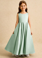 Azazie Pepper Agave A-Line Pleated Matte Satin Dress agave