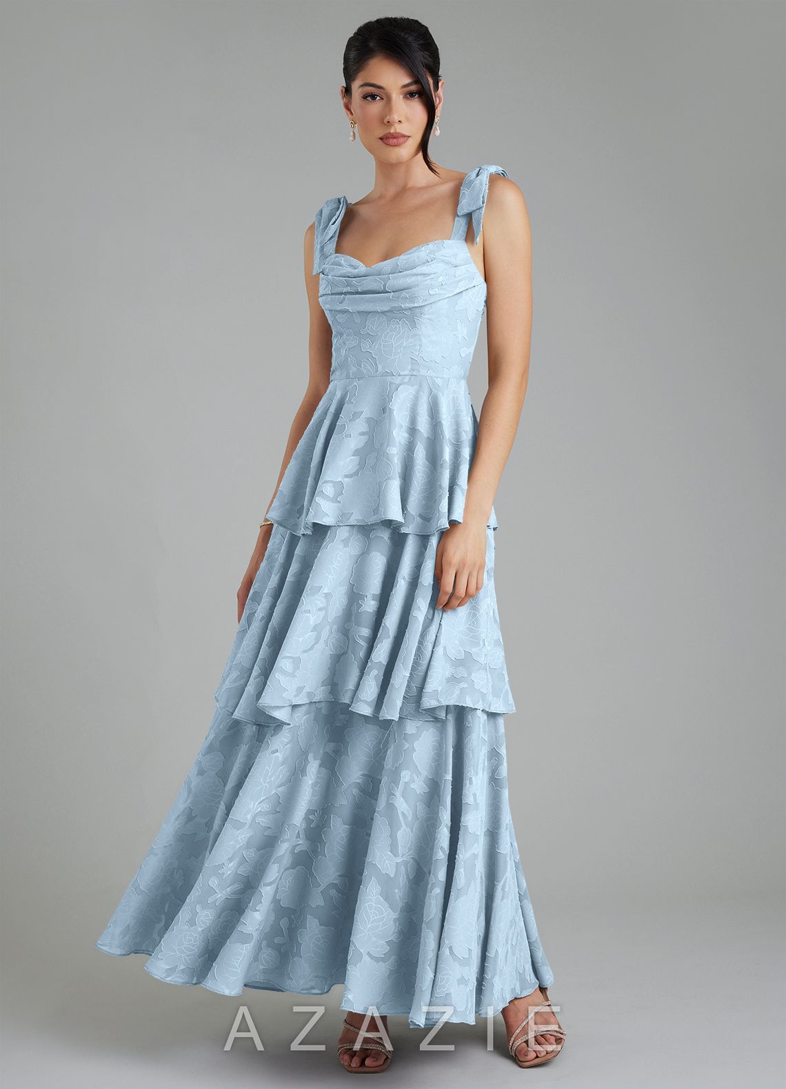Azazie Jude Sky Blue A-Line Sweetheart Neckline Floral Burnout Dress sky_blue