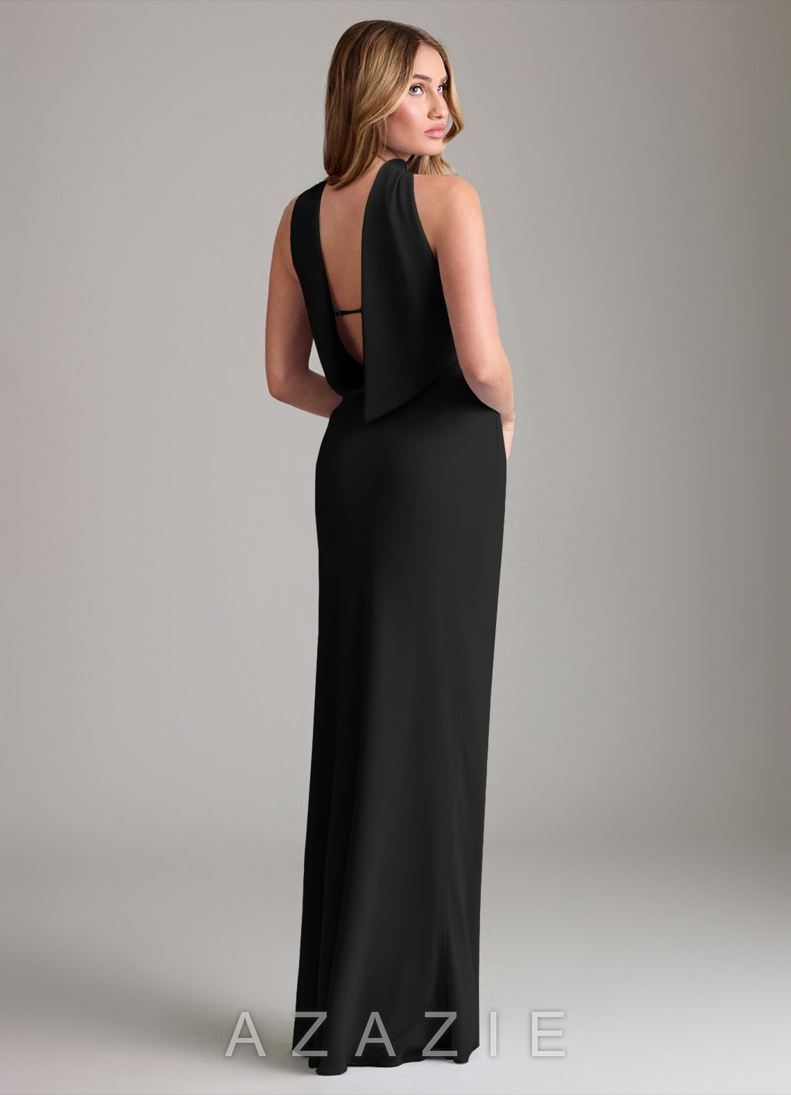 Azazie Lusinda Black Mermaid Off the Shoulder Chiffon Convertible Dress black
