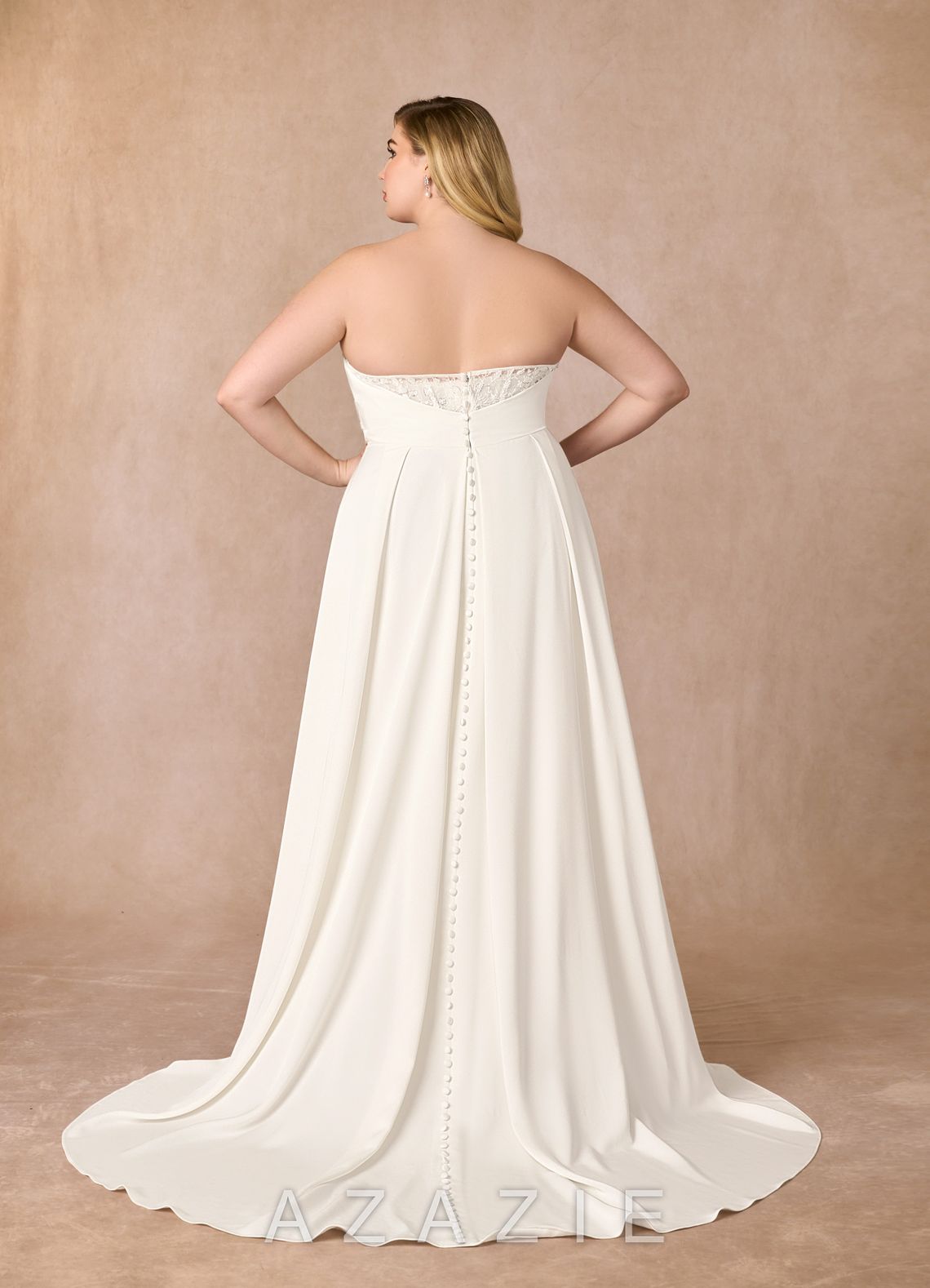 Azazie Marisela Wedding Dress Diamond White A-Line Sequins Crepe Back Satin Dress diamond_white