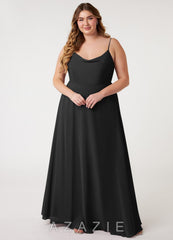 Azazie Daenerys Black A-Line Cowl Chiffon Dress black