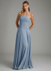 Azazie Layla Dusty Blue A-Line Strapless Chiffon Dress dusty_blue