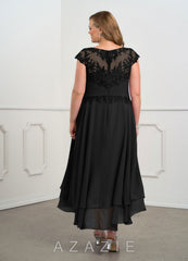 Azazie Shonda Black Lace Chiffon Dress black
