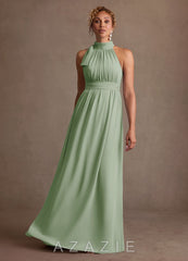Azazie Antoinette Dusty Sage A-Line Pleated Chiffon Dress dusty_sage