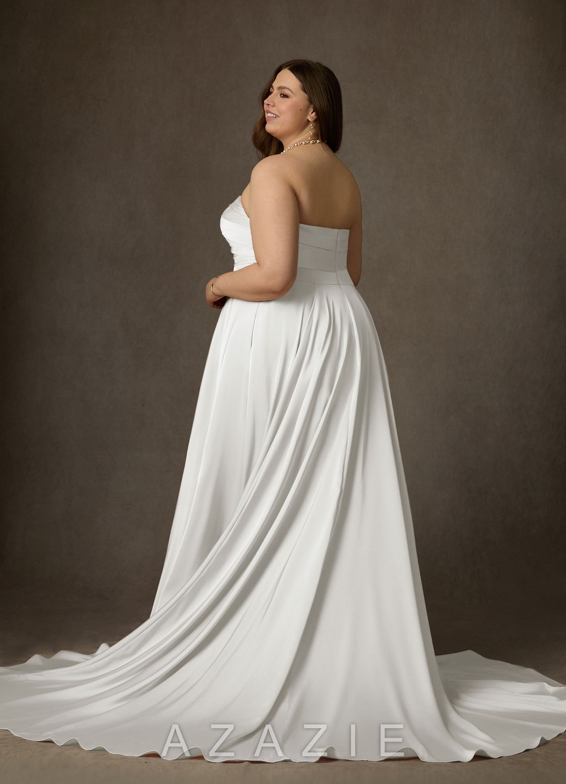 Azazie Alta Diamond White A-Line Strapless Stretch Satin Dress diamond_white