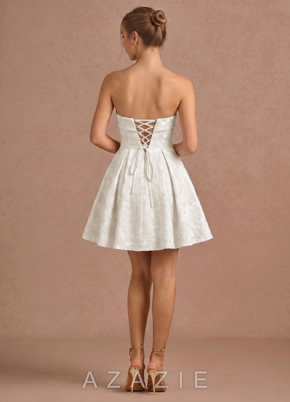 Genevieve White Jacquard Mini A-line Mini Dress