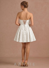 Genevieve White Jacquard Mini A-line Mini Dress