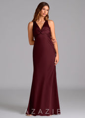 Azazie Hati Cabernet Mermaid Stretch Satin Dress cabernet