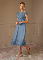 Azazie Terrano Dusty Blue A-Line Scoop Lace Dress dusty_blue