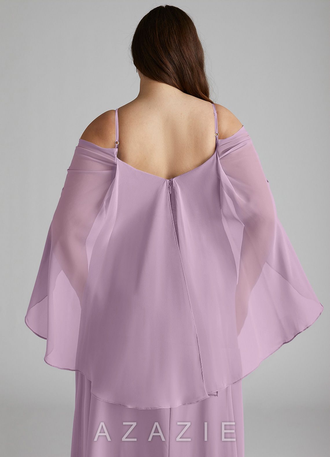 Azazie Cienna Wisteria A-Line Long Sleeve Chiffon Dress wisteria