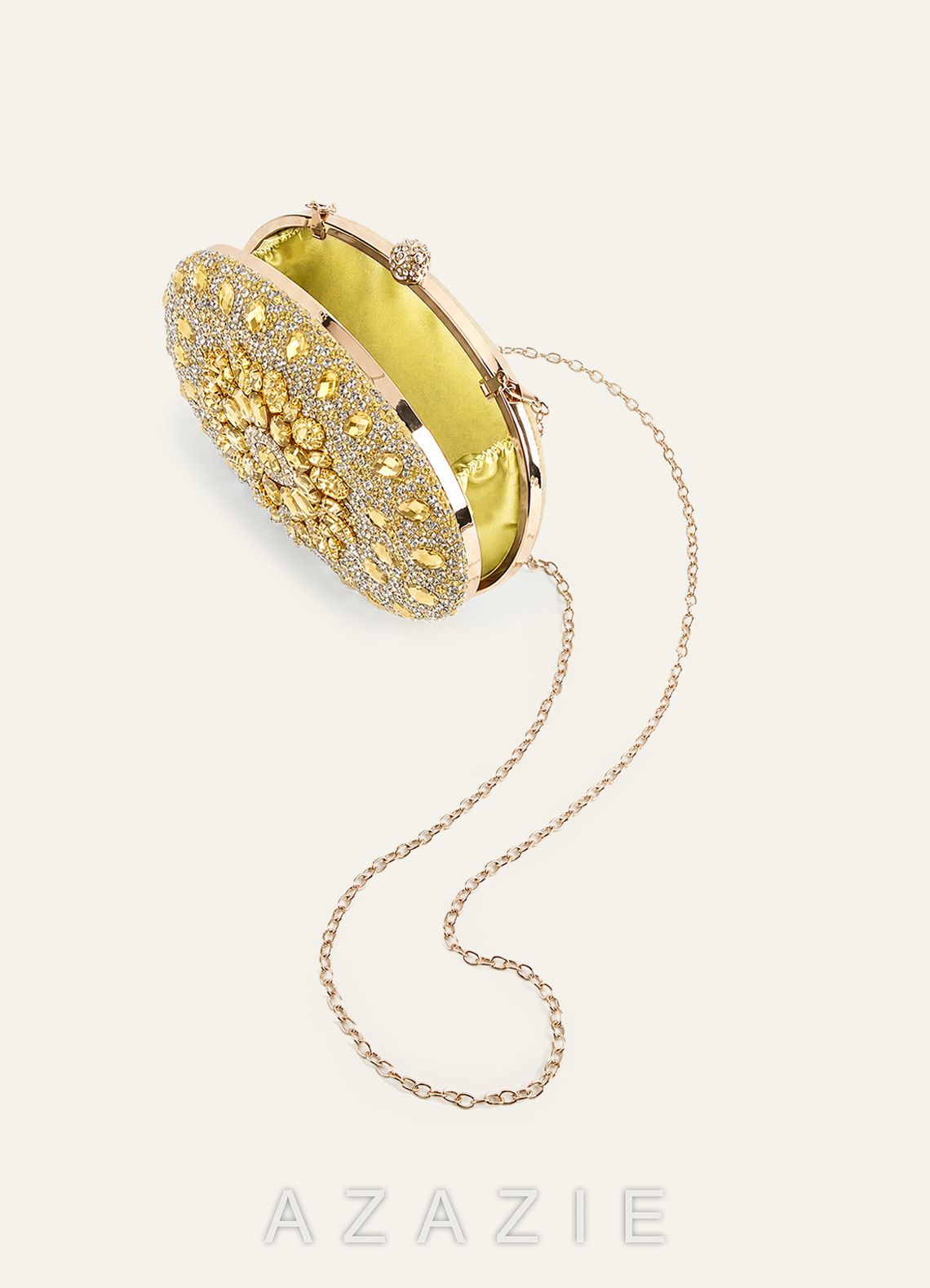 Crystal Sunburst Clutch Bag with Detachable Chain Strap
