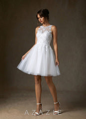 Azazie Melrose Diamond White A-Line Sweetheart Neckline Lace Dress