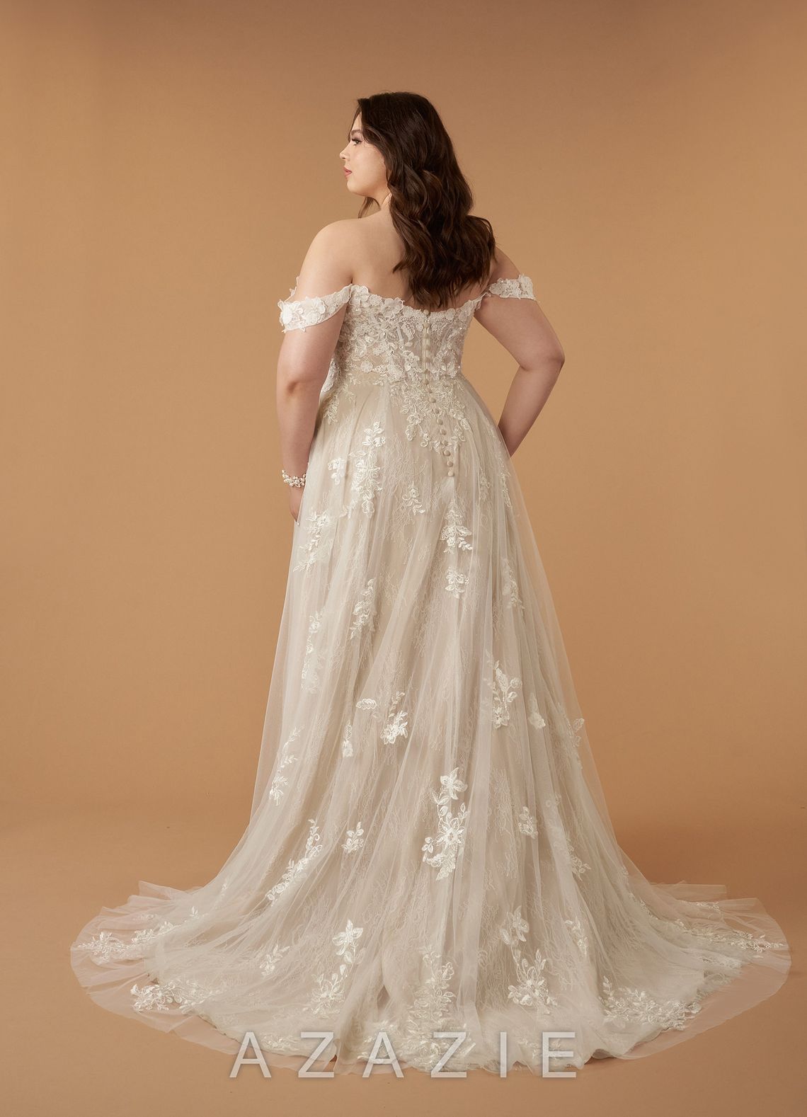 Azazie Florentina Wedding Dress Diamond White Nude A-Line Sweetheart Sequins Tul