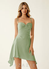 Avanlin Light Green Ruffles Mini Dress
