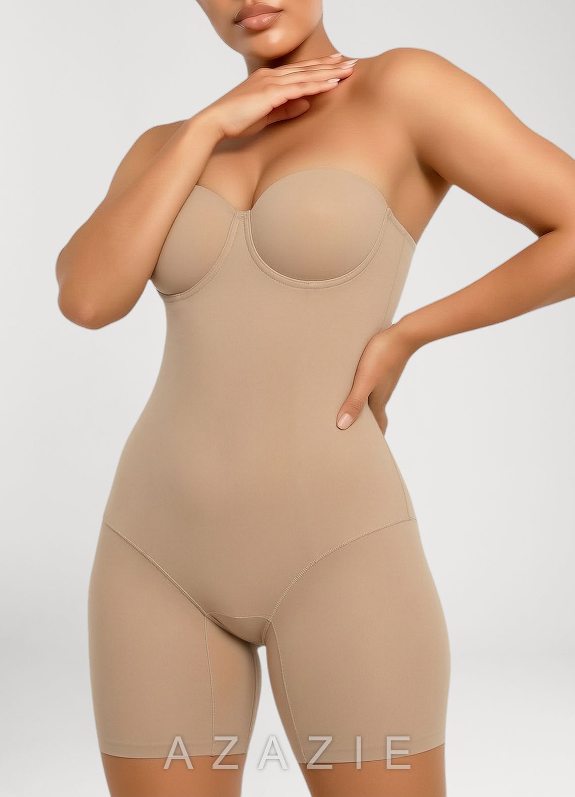 Cooling Strapless Underwire Molded Cup Bodysuit Shaper