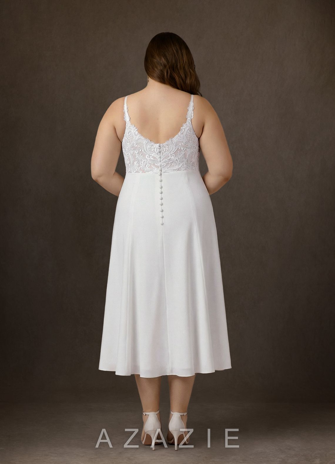 Azazie Xena Diamond White A-Line Stretch Crepe Dress