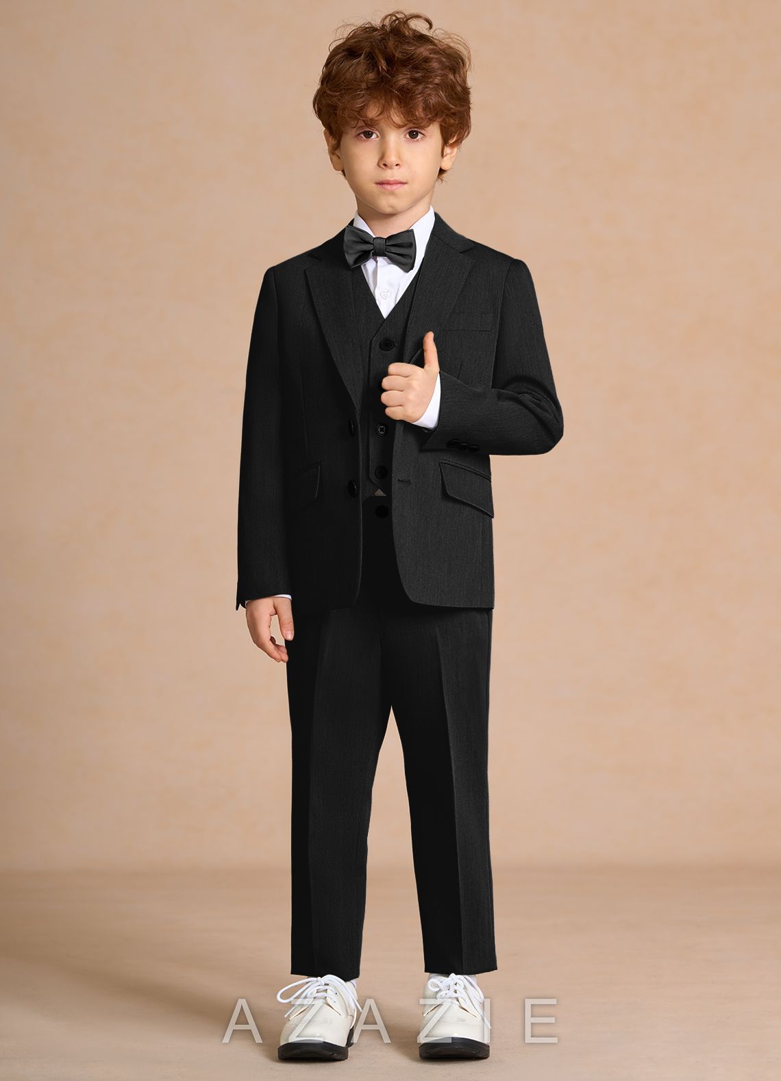 Oliver Black Boys 5-Piece Suit With Bow Tie