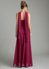 Azazie Gabriela Burgundy A-Line Corset Chiffon Dress burgundy