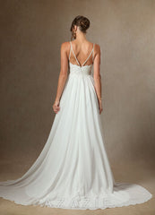 Azazie Gala Wedding Dress Diamond White A-Line Lace Chiffon Dress diamond_white