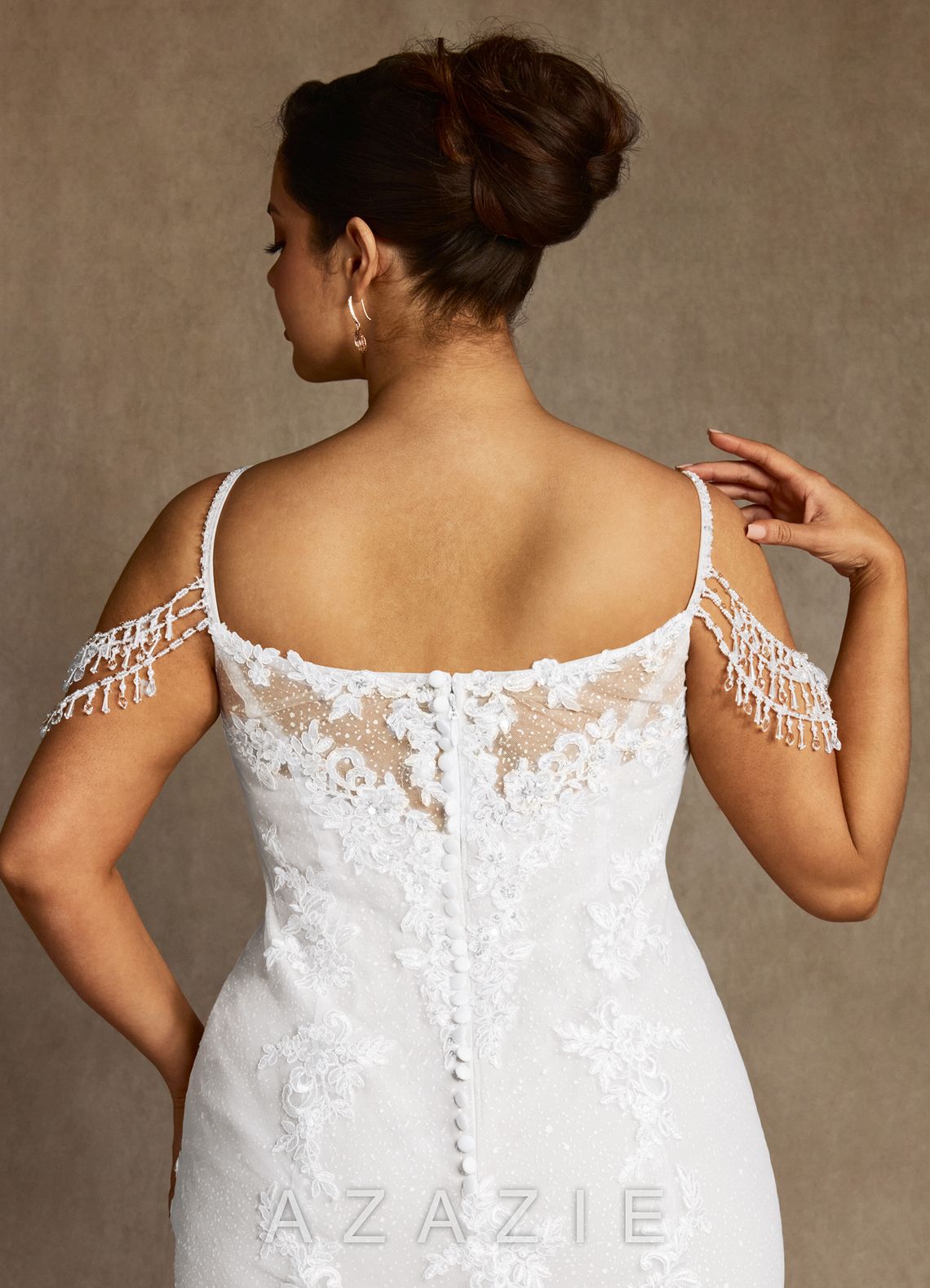 Azazie Saskia Wedding Dress Diamond White Mermaid Sequins Tulle Dress diamond_white