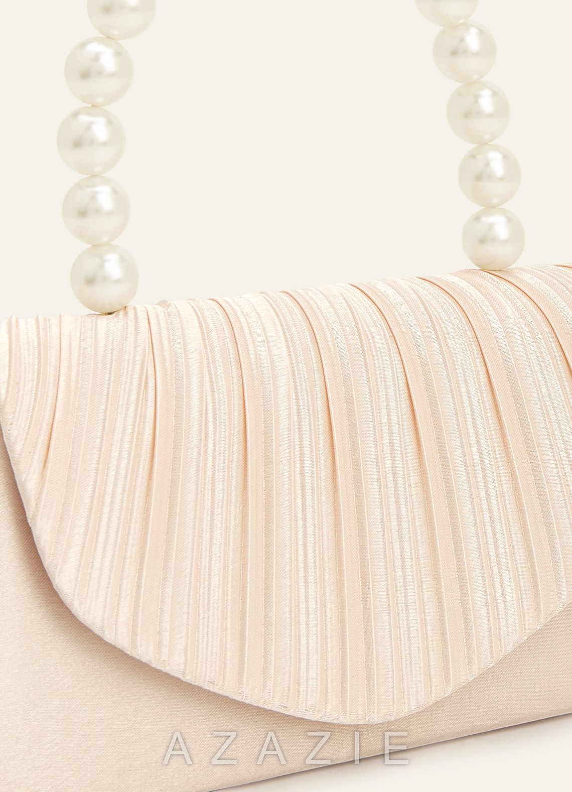 Pearl Handle Pleated Satin Envelope Handbag