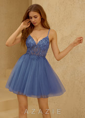 Crinara Dusty Blue Mini Dress